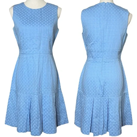 Calvin Klein | Dresses | Calvin Klein Textured Sleeveless Dress 8 Pleated  Blue Circles Aline Box Pleat | Poshmark